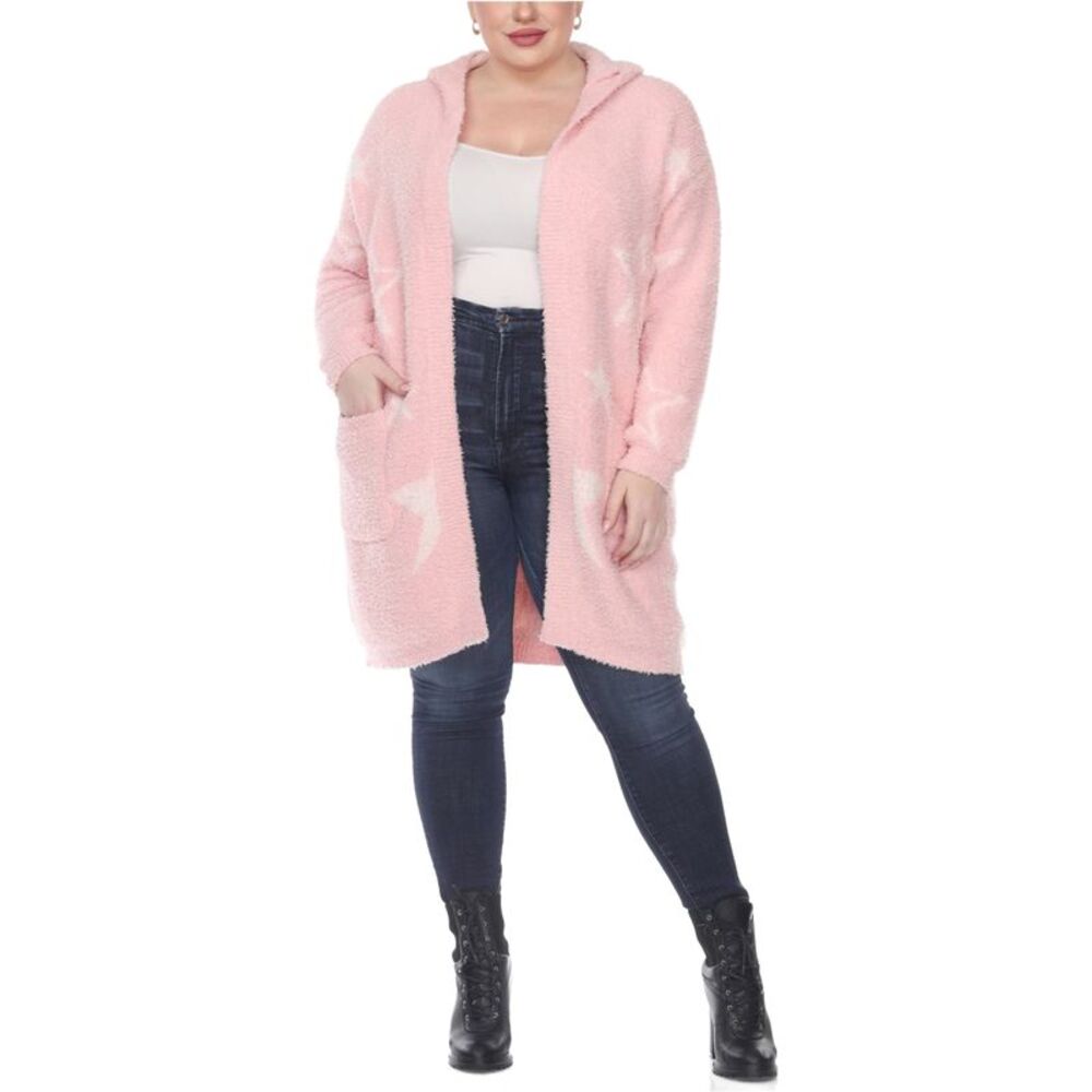 White Mark Womens Plus Size Sherpa Cardigan Sweater, NWT